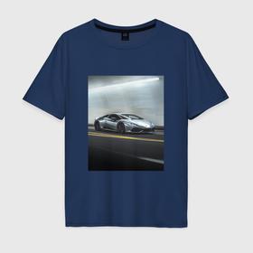 Мужская футболка хлопок Oversize с принтом Авто в режиме скорости в Петрозаводске, 100% хлопок | свободный крой, круглый ворот, “спинка” длиннее передней части | 