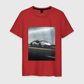 Мужская футболка хлопок с принтом Авто в режиме скорости в Тюмени, 100% хлопок | прямой крой, круглый вырез горловины, длина до линии бедер, слегка спущенное плечо. | 