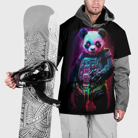 Накидка на куртку 3D с принтом Киберпанк панда во весь рост , 100% полиэстер |  | Тематика изображения на принте: 