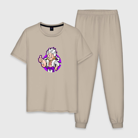 Мужская пижама хлопок с принтом Луффи   fallout adaptation в Курске, 100% хлопок | брюки и футболка прямого кроя, без карманов, на брюках мягкая резинка на поясе и по низу штанин
 | 