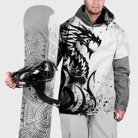 Накидка на куртку 3D с принтом Черно   белый дракон в Санкт-Петербурге, 100% полиэстер |  | Тематика изображения на принте: 