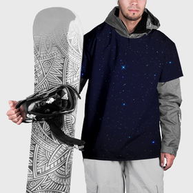 Накидка на куртку 3D с принтом Тёмный космос и синие звёзды , 100% полиэстер |  | 