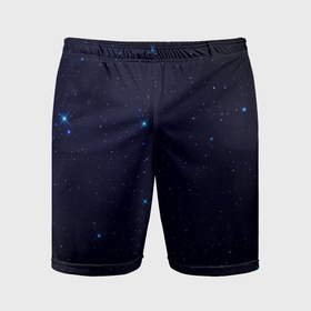 Мужские шорты спортивные с принтом Тёмный космос и синие звёзды в Курске,  |  | 