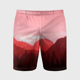 Мужские шорты спортивные с принтом Красный лес и природа в Курске,  |  | 