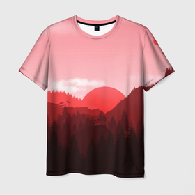 Мужская футболка 3D с принтом Красный лес и природа в Курске, 100% полиэфир | прямой крой, круглый вырез горловины, длина до линии бедер | 
