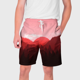 Мужские шорты 3D с принтом Красный лес и природа в Петрозаводске,  полиэстер 100% | прямой крой, два кармана без застежек по бокам. Мягкая трикотажная резинка на поясе, внутри которой широкие завязки. Длина чуть выше колен | 