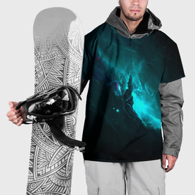 Накидка на куртку 3D с принтом Голубое свечение в космосе , 100% полиэстер |  | 