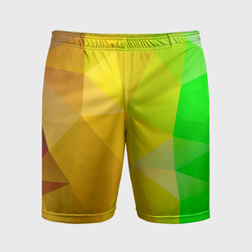Мужские шорты спортивные с принтом Жёлто зелёная геометрия ,  |  | 
