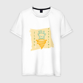 Мужская футболка хлопок с принтом Люблю проблемы в Петрозаводске, 100% хлопок | прямой крой, круглый вырез горловины, длина до линии бедер, слегка спущенное плечо. | 