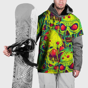Накидка на куртку 3D с принтом Зеленые психоделические черепа , 100% полиэстер |  | Тематика изображения на принте: 