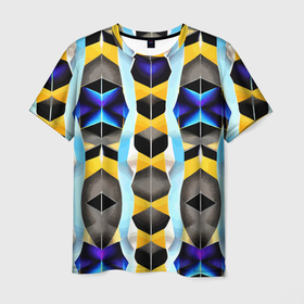 Мужская футболка 3D с принтом Vanguard geometric pattern   neural network в Екатеринбурге, 100% полиэфир | прямой крой, круглый вырез горловины, длина до линии бедер | 