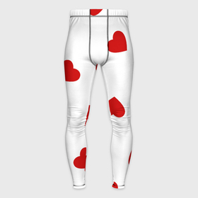 Мужские тайтсы 3D с принтом Красные сердечки на белом в Петрозаводске,  |  | Тематика изображения на принте: 