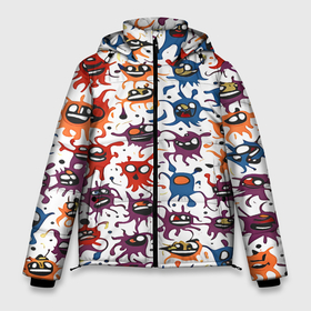 Мужская зимняя куртка 3D с принтом веселые медузы в Санкт-Петербурге, верх — 100% полиэстер; подкладка — 100% полиэстер; утеплитель — 100% полиэстер | длина ниже бедра, свободный силуэт Оверсайз. Есть воротник-стойка, отстегивающийся капюшон и ветрозащитная планка. 

Боковые карманы с листочкой на кнопках и внутренний карман на молнии. | Тематика изображения на принте: 