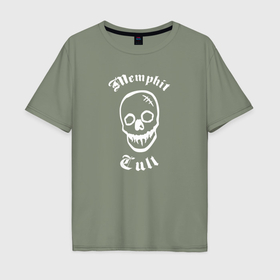 Мужская футболка хлопок Oversize с принтом Memphis Cult Skull в Новосибирске, 100% хлопок | свободный крой, круглый ворот, “спинка” длиннее передней части | 