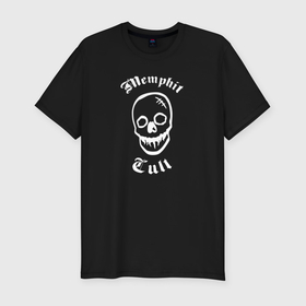 Мужская футболка хлопок Slim с принтом Memphis Cult Skull в Белгороде, 92% хлопок, 8% лайкра | приталенный силуэт, круглый вырез ворота, длина до линии бедра, короткий рукав | Тематика изображения на принте: 