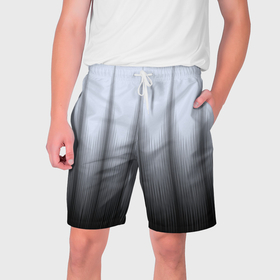 Мужские шорты 3D с принтом Черный полосатый градиент в Тюмени,  полиэстер 100% | прямой крой, два кармана без застежек по бокам. Мягкая трикотажная резинка на поясе, внутри которой широкие завязки. Длина чуть выше колен | 