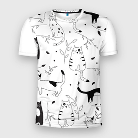 Мужская футболка 3D Slim с принтом Котики,такие милые котики , 100% полиэстер с улучшенными характеристиками | приталенный силуэт, круглая горловина, широкие плечи, сужается к линии бедра | 