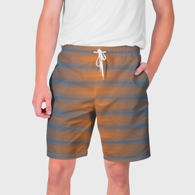 Мужские шорты 3D с принтом Полосатый закат градиент в Белгороде,  полиэстер 100% | прямой крой, два кармана без застежек по бокам. Мягкая трикотажная резинка на поясе, внутри которой широкие завязки. Длина чуть выше колен | 