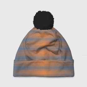 Шапка 3D c помпоном с принтом Полосатый закат градиент в Тюмени, 100% полиэстер | универсальный размер, печать по всей поверхности изделия | 