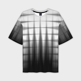 Мужская футболка oversize 3D с принтом Черная градиентная клетка в Тюмени,  |  | 