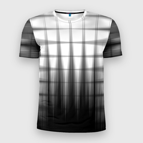 Мужская футболка 3D Slim с принтом Черная градиентная клетка в Тюмени, 100% полиэстер с улучшенными характеристиками | приталенный силуэт, круглая горловина, широкие плечи, сужается к линии бедра | Тематика изображения на принте: 