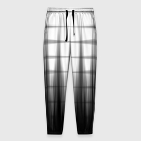 Мужские брюки 3D с принтом Черная градиентная клетка в Тюмени, 100% полиэстер | манжеты по низу, эластичный пояс регулируется шнурком, по бокам два кармана без застежек, внутренняя часть кармана из мелкой сетки | 