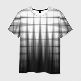Мужская футболка 3D с принтом Черная градиентная клетка в Тюмени, 100% полиэфир | прямой крой, круглый вырез горловины, длина до линии бедер | Тематика изображения на принте: 