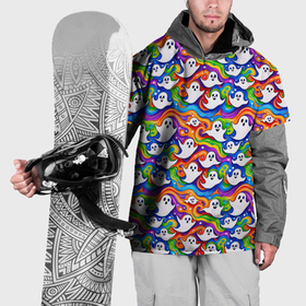 Накидка на куртку 3D с принтом Веселые привидения на красочном фоне в Белгороде, 100% полиэстер |  | Тематика изображения на принте: 