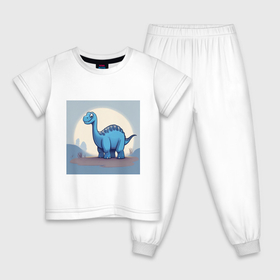 Детская пижама хлопок с принтом Диплодок в Новосибирске, 100% хлопок |  брюки и футболка прямого кроя, без карманов, на брюках мягкая резинка на поясе и по низу штанин
 | Тематика изображения на принте: 