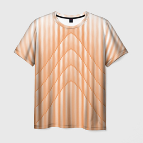 Мужская футболка 3D с принтом Полосатый оранжевый градиент в Новосибирске, 100% полиэфир | прямой крой, круглый вырез горловины, длина до линии бедер | 