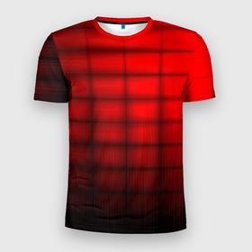 Мужская футболка 3D Slim с принтом Просто красно черная клетка в Новосибирске, 100% полиэстер с улучшенными характеристиками | приталенный силуэт, круглая горловина, широкие плечи, сужается к линии бедра | 