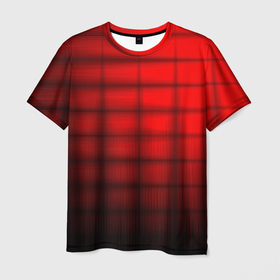 Мужская футболка 3D с принтом Просто красно черная клетка в Тюмени, 100% полиэфир | прямой крой, круглый вырез горловины, длина до линии бедер | 