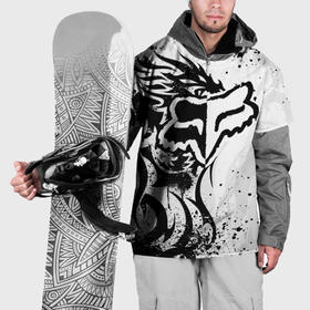 Накидка на куртку 3D с принтом Fox motocross   белый дракон в Екатеринбурге, 100% полиэстер |  | 