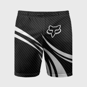 Мужские шорты спортивные с принтом Fox carbon line   white в Тюмени,  |  | Тематика изображения на принте: 