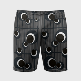 Мужские шорты спортивные с принтом Черные и белые круги на сером в Тюмени,  |  | 