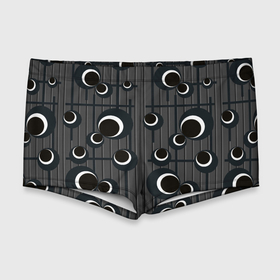 Мужские купальные плавки 3D с принтом Черные и белые круги на сером , Полиэстер 85%, Спандекс 15% |  | Тематика изображения на принте: 