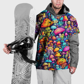 Накидка на куртку 3D с принтом Кислотные психоделические грибы , 100% полиэстер |  | 