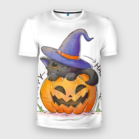 Мужская футболка 3D Slim с принтом ХэллоуиН для праздника в Тюмени, 100% полиэстер с улучшенными характеристиками | приталенный силуэт, круглая горловина, широкие плечи, сужается к линии бедра | 