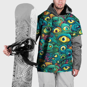 Накидка на куртку 3D с принтом Зелёные глазастые галлюцинации в Санкт-Петербурге, 100% полиэстер |  | 