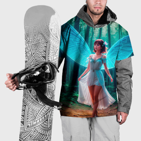 Накидка на куртку 3D с принтом Девушка фея в дремучем лесу в Курске, 100% полиэстер |  | 