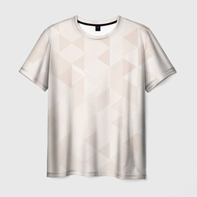Мужская футболка 3D с принтом Бежевый треугольный в Ухте, 100% полиэфир | прямой крой, круглый вырез горловины, длина до линии бедер | Тематика изображения на принте: 