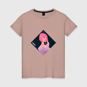 Женская футболка хлопок с принтом Арт Джису из BlackPink в Тюмени, 100% хлопок | прямой крой, круглый вырез горловины, длина до линии бедер, слегка спущенное плечо | 