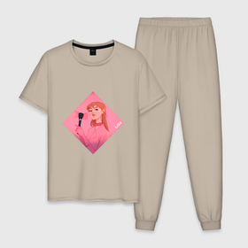 Мужская пижама хлопок с принтом Арт Лисы из BlackPink , 100% хлопок | брюки и футболка прямого кроя, без карманов, на брюках мягкая резинка на поясе и по низу штанин
 | 