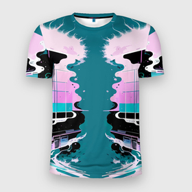Мужская футболка 3D Slim с принтом Vanguard abstraction   vogue в Екатеринбурге, 100% полиэстер с улучшенными характеристиками | приталенный силуэт, круглая горловина, широкие плечи, сужается к линии бедра | 