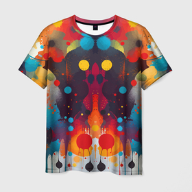 Мужская футболка 3D с принтом Mirrow colorful blots   abstraction   vogue в Белгороде, 100% полиэфир | прямой крой, круглый вырез горловины, длина до линии бедер | 