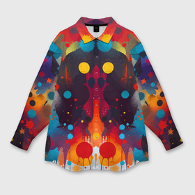 Женская рубашка oversize 3D с принтом Mirrow colorful blots   abstraction   vogue в Белгороде,  |  | 