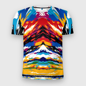 Мужская футболка 3D Slim с принтом Vanguard abstraction   vogue   art в Кировске, 100% полиэстер с улучшенными характеристиками | приталенный силуэт, круглая горловина, широкие плечи, сужается к линии бедра | 