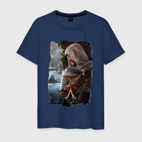 Мужская футболка хлопок с принтом Assassins Creed Mirage Асасин Крид Мираж в Санкт-Петербурге, 100% хлопок | прямой крой, круглый вырез горловины, длина до линии бедер, слегка спущенное плечо. | Тематика изображения на принте: 