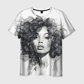 Мужская футболка 3D с принтом Красивая смуглая девушка в Белгороде, 100% полиэфир | прямой крой, круглый вырез горловины, длина до линии бедер | 