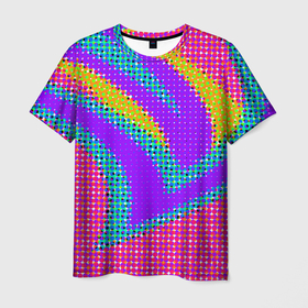 Мужская футболка 3D с принтом Круглые пиксели в Петрозаводске, 100% полиэфир | прямой крой, круглый вырез горловины, длина до линии бедер | 